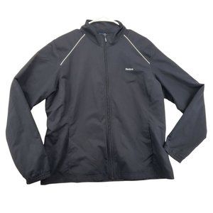 REEBOK Windbreaker Women's Warm Up Track Jacket Full-Zip Black Size XL